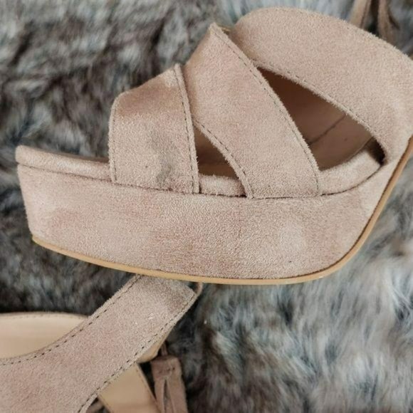 Seven DialS Naomi Suede Tan‎ Chunky Heel Sandals - Picture 5 of 8